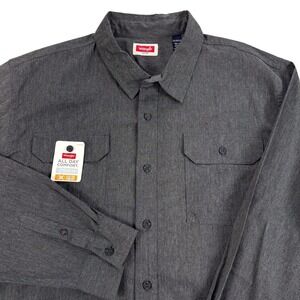 Wrangler Shirt Mens 2XL Gray Stretch All Day Comfort Flex Workwear Casual NEW
